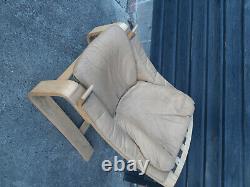 Vintage retro mid century tan leather Danish armchair chair Ake friybytter