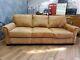 Vintage tan French Art Deco club antique Leather Sofa 3 seater