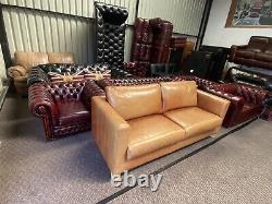 Vintage tan leather 2/3 seater sofa