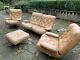 Vintage tan leather Tetrad sofa and chairs set