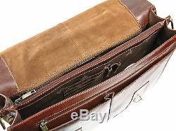 Visconti X Large Vintage Collection Leather Briefcase Shoulder Bag Tan VT6