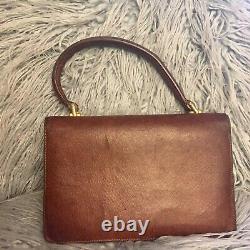 Vtg 50s 60s rare Gucci hand bag purse ostrich emu leather coin purse brown tan