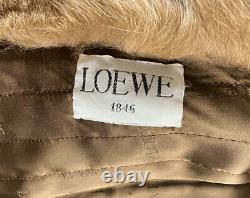 Vtg LOEWE Tan Suede Leather Real Fox Fur Trench Coat Saks Potts