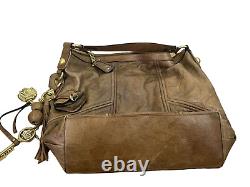 Vtg y2k JUICY COUTURE tan lambs leather shoulder hobo bag with bag charms