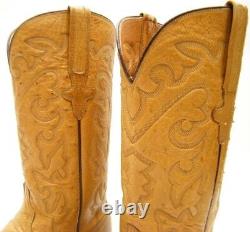 Womens Vintage Lucchese Tan Full Ostrich Skin Cowboy Western Boots Sz 10 B 10b