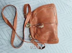 Womens rare Vintage Brev 165665 code Etched Leather Tan Bag 9 x 6.5