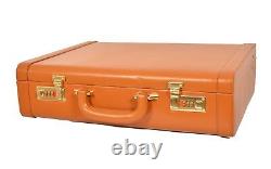 Zint Genuine Leather Men's Hard Briefcase Attache Vintage Retro Tan Luggage Case